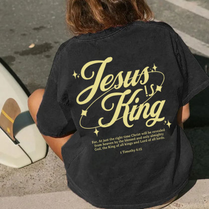 Jesus Is King Christian Washed T-Shirt