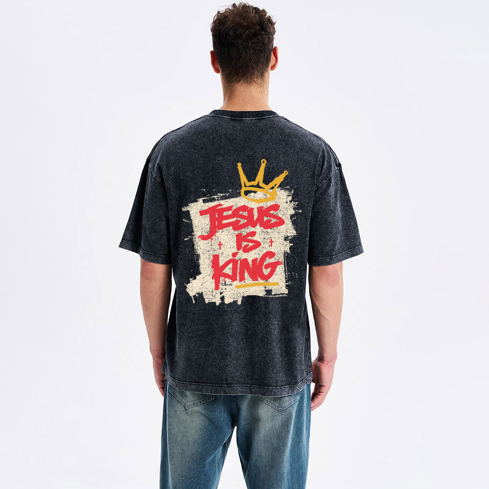 Jesus Is King Christian Washed T-Shirt