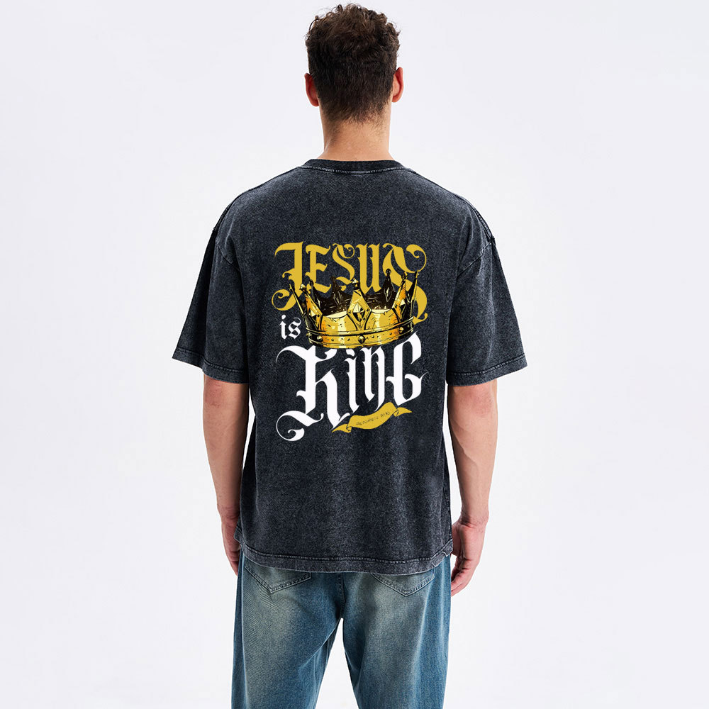 Jesus Is King Christian Washed T-Shirt