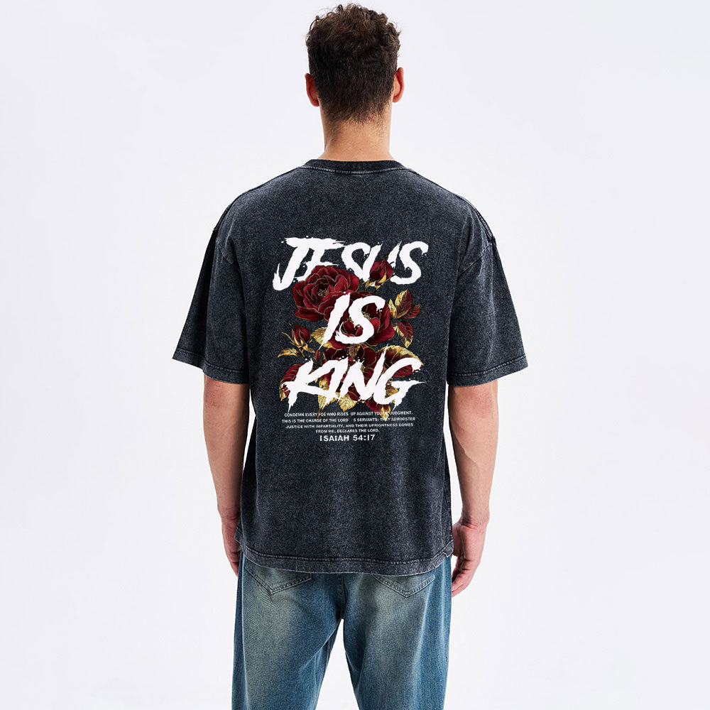 Jesus Is King Christian Washed T-Shirt
