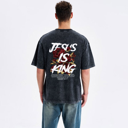 Jesus Is King Christian Washed T-Shirt