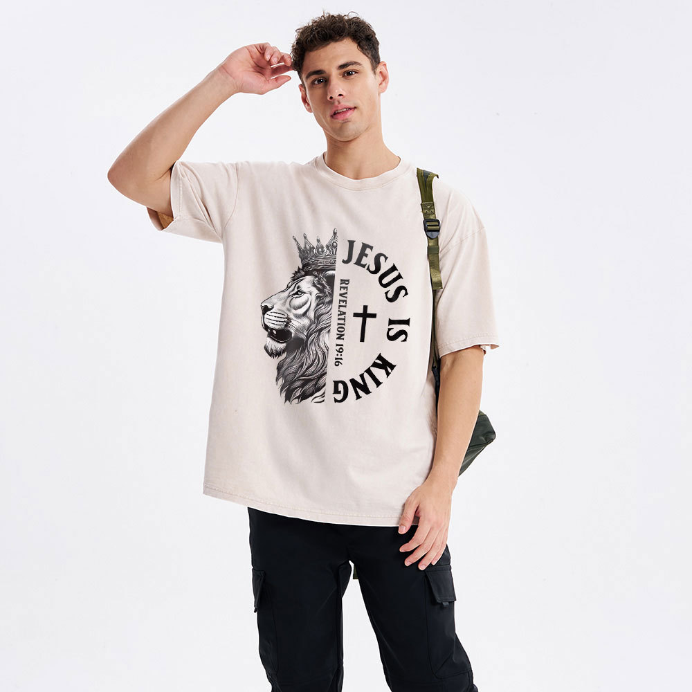 Jesus Is King Christian Washed T-Shirt