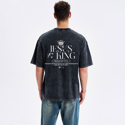 Jesus Is King Christian Washed T-Shirt