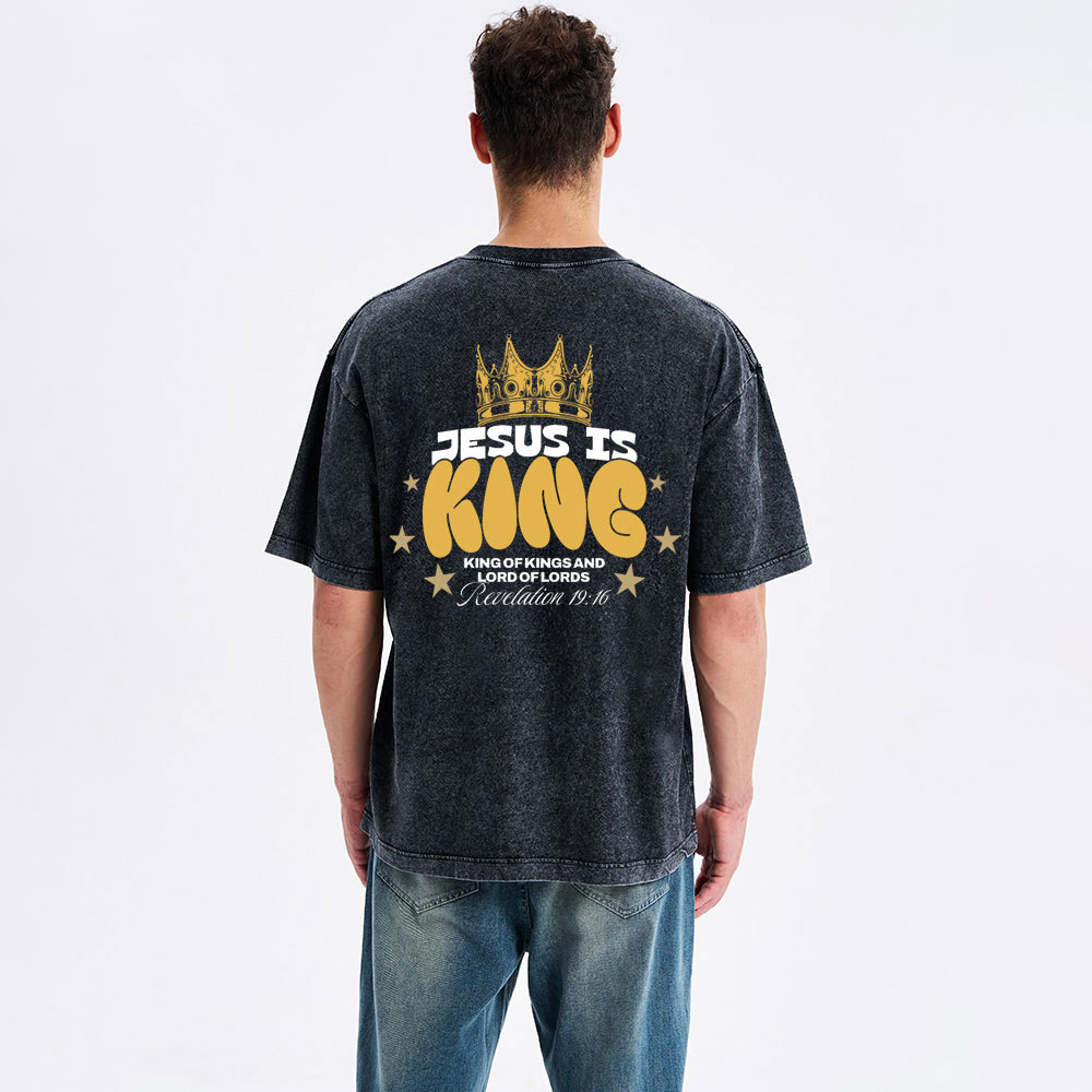 Jesus Is King Christian Washed T-Shirt