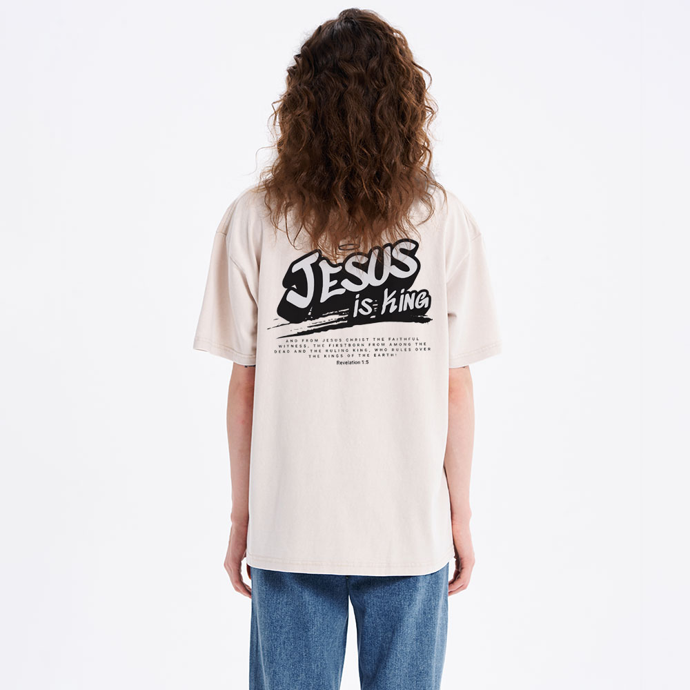 Jesus Is King Christian Washed T-Shirt