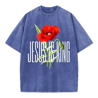 Jesus Is King Christian Washed T-Shirt