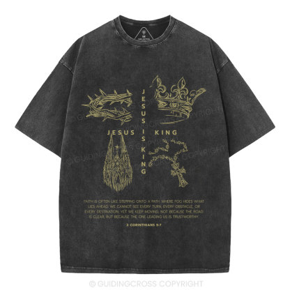 Jesus Is King Christian Washed T-Shirt
