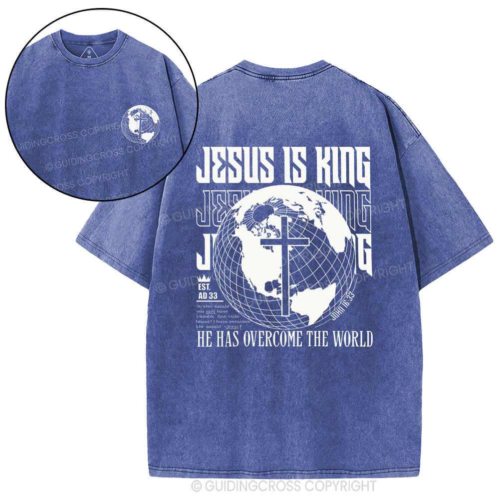 Jesus Is King Christian Washed T-Shirt