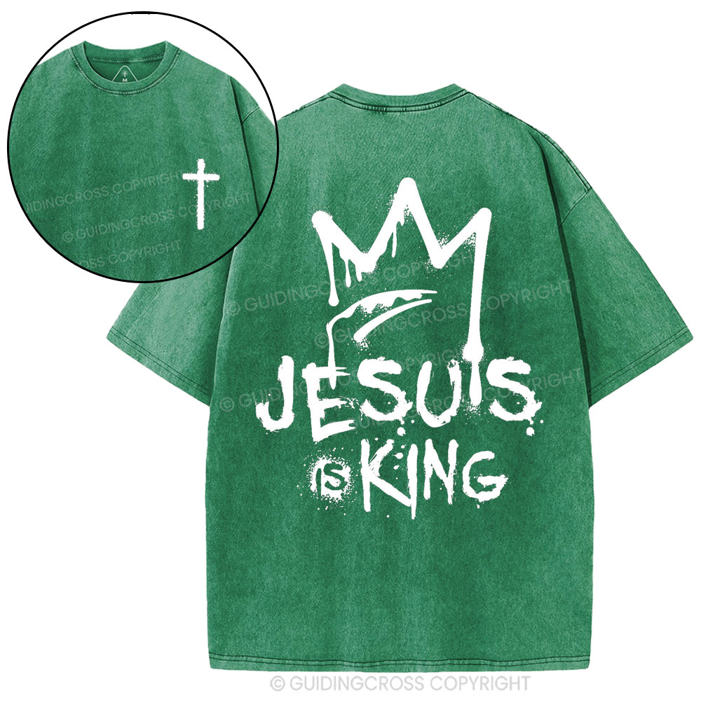 Jesus Is King Christian Washed T-Shirt