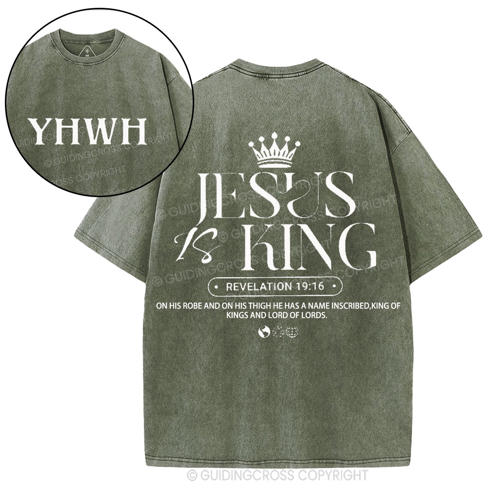 Jesus Is King Christian Washed T-Shirt