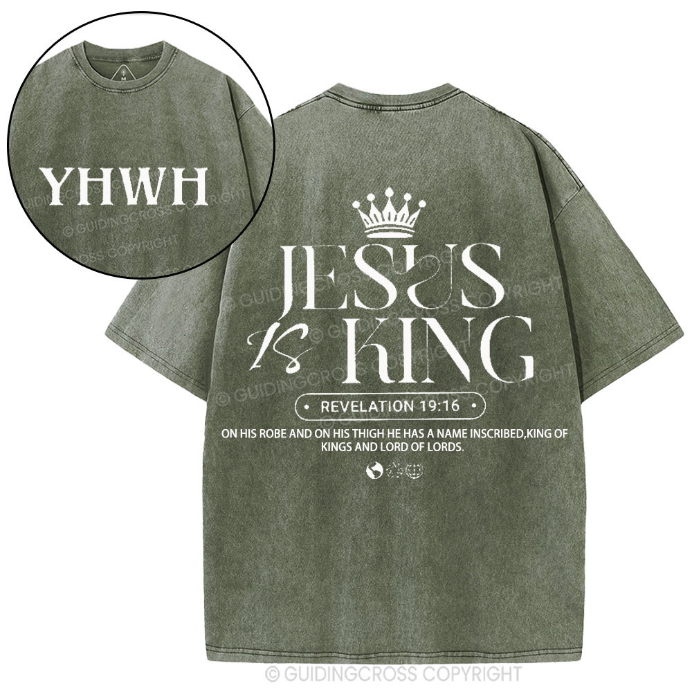 Jesus Is King Christian Washed T-Shirt