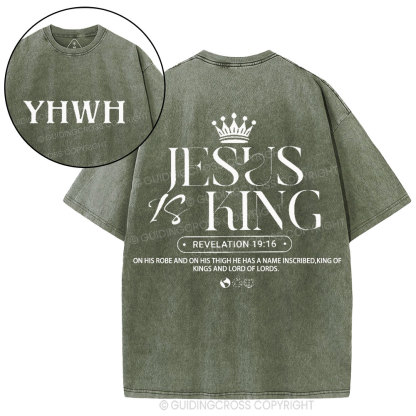Jesus Is King Christian Washed T-Shirt