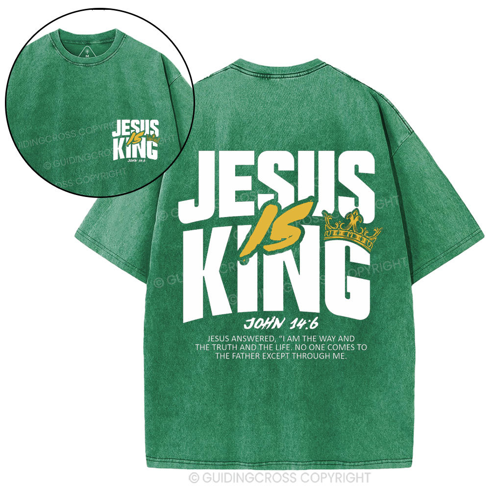 Jesus Is King Christian Washed T-Shirt