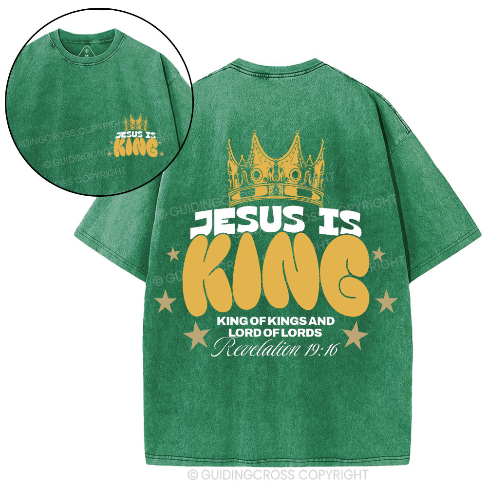 Jesus Is King Christian Washed T-Shirt