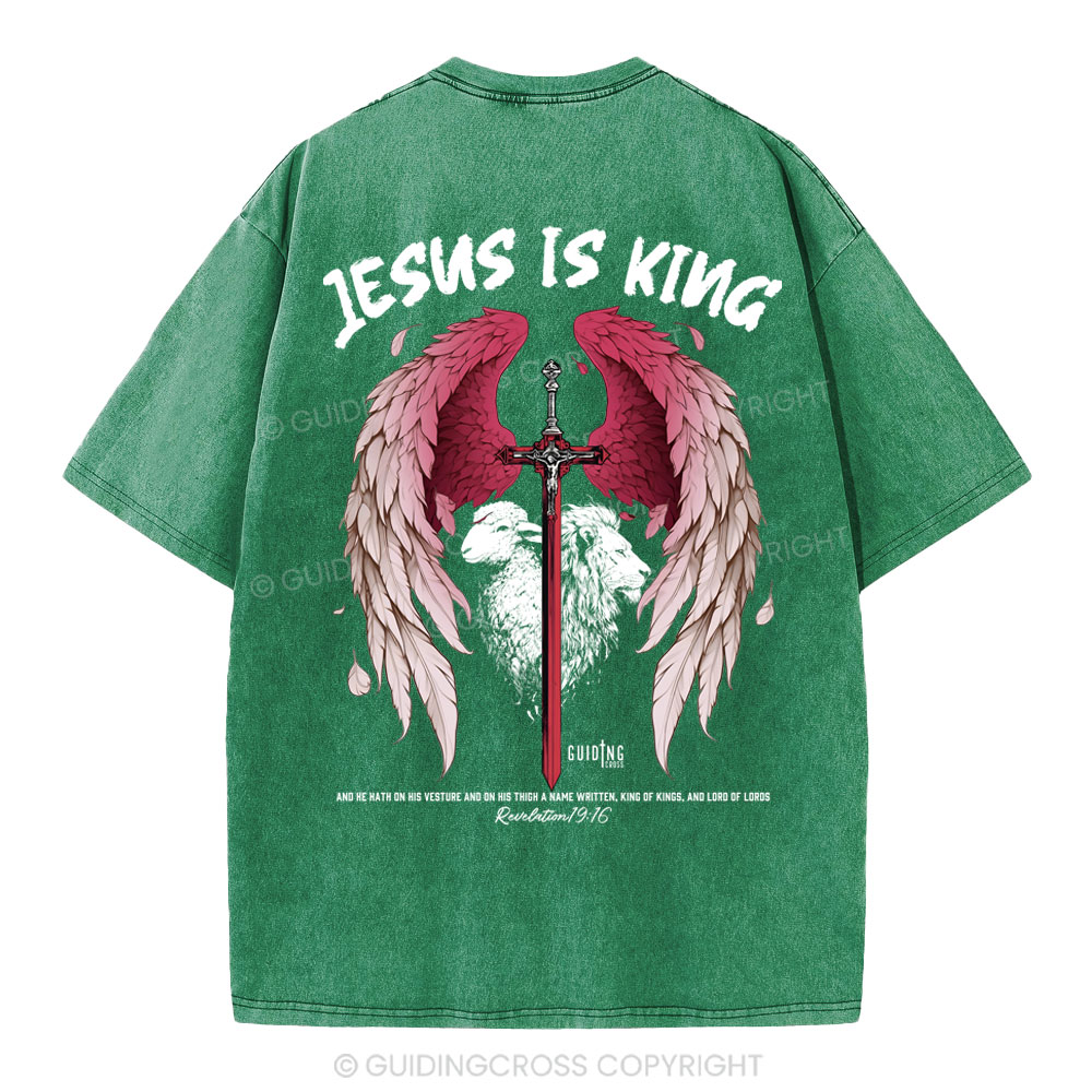 Jesus Is King Christian Washed T-Shirt