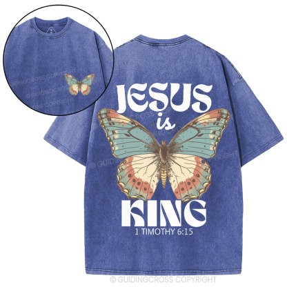Jesus Is King Christian Washed T-Shirt