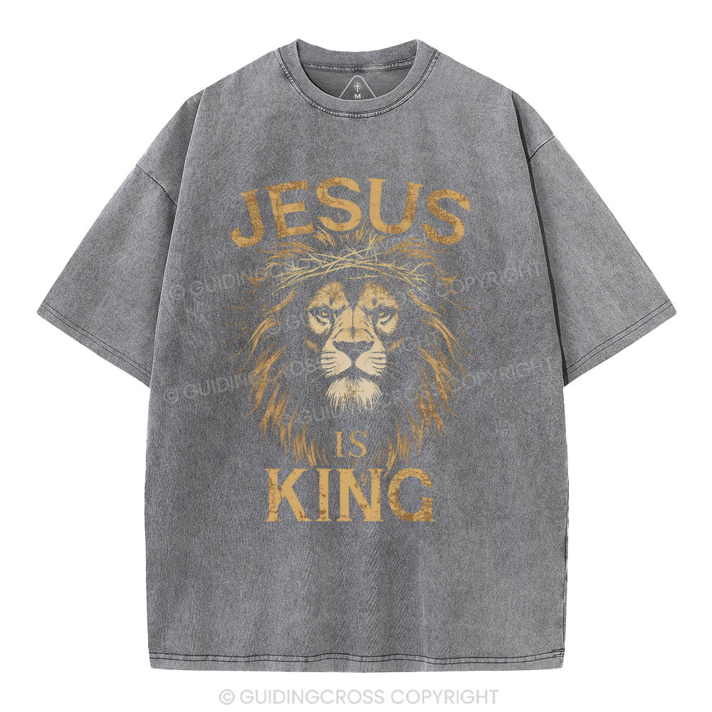 Jesus Is King Christian Washed T-Shirt