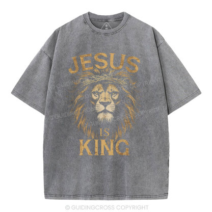 Jesus Is King Christian Washed T-Shirt