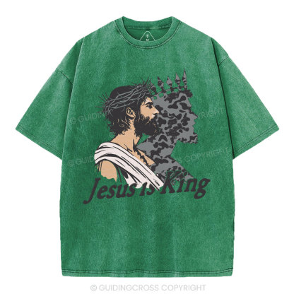Jesus Is King Christian Washed T-Shirt