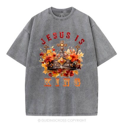 Jesus Is King Christian Washed T-Shirt