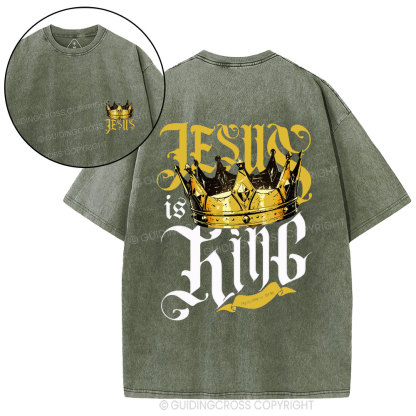 Jesus Is King Christian Washed T-Shirt