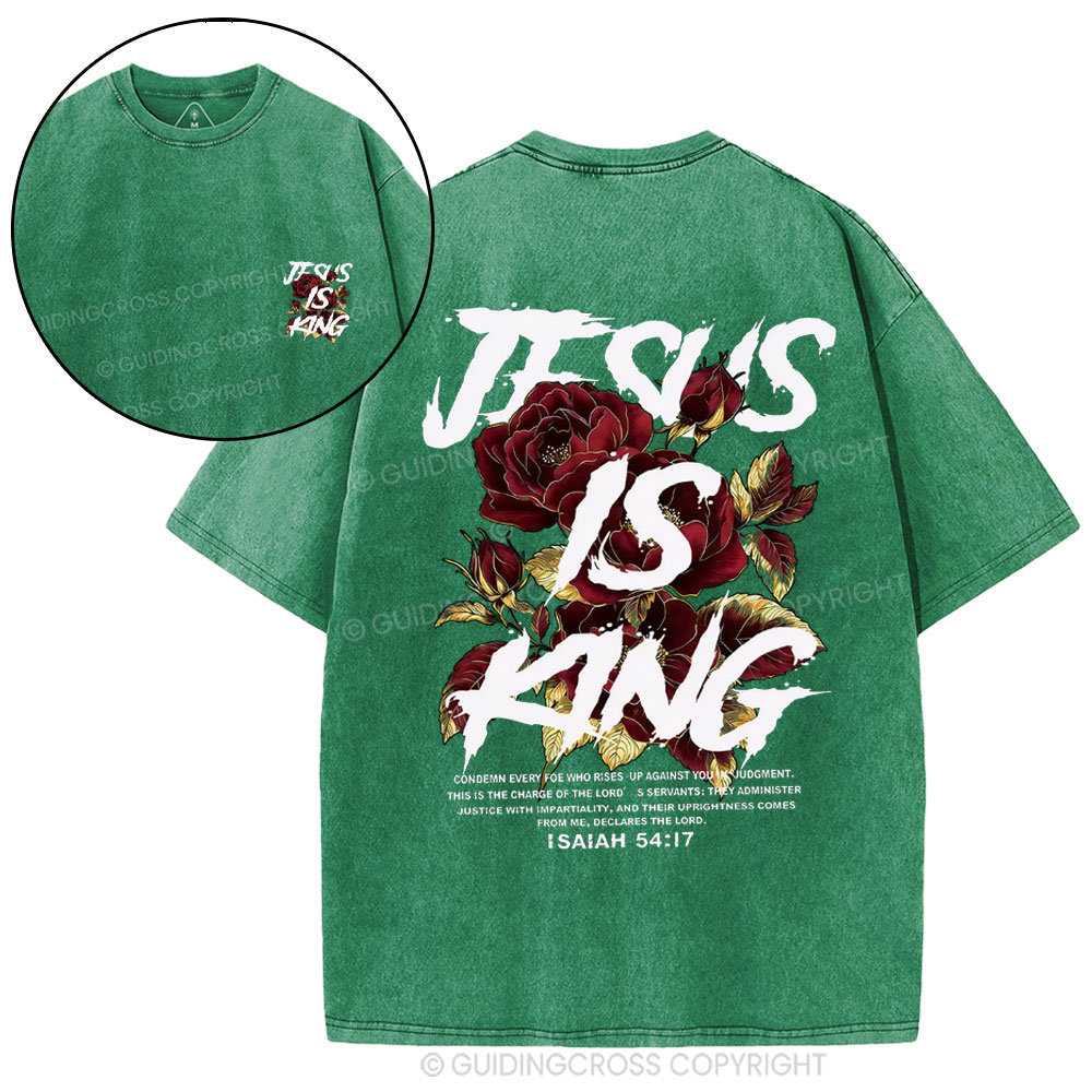 Jesus Is King Christian Washed T-Shirt