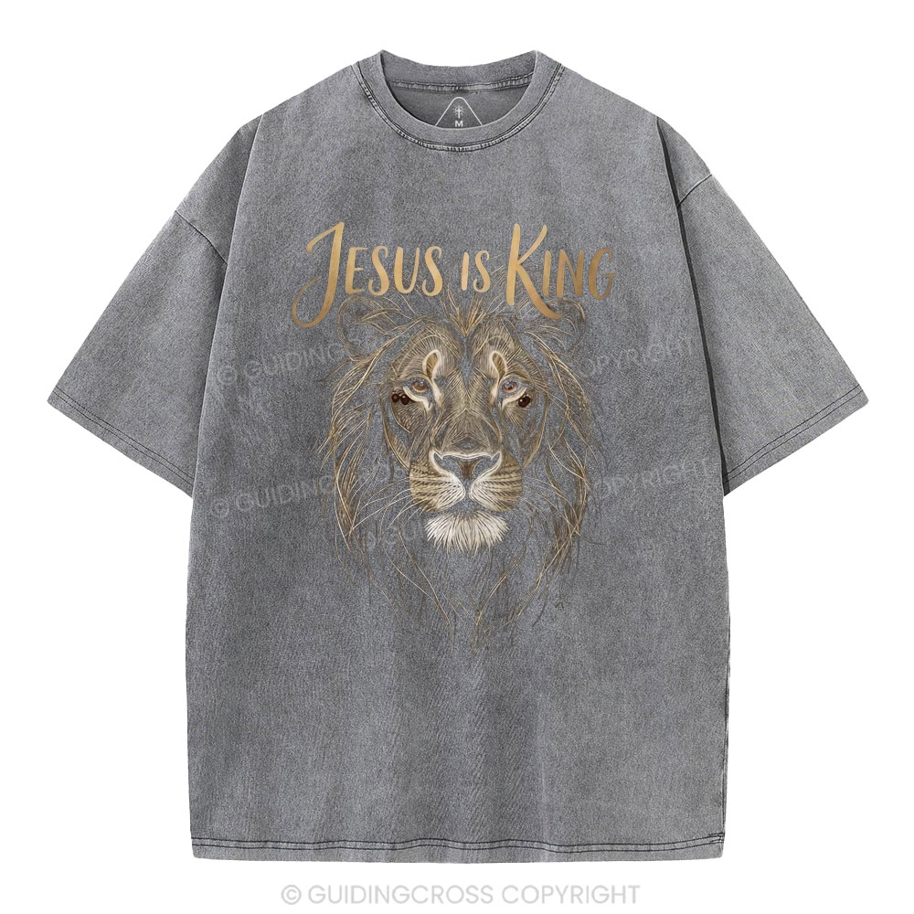 Jesus Is King Christian Washed T-Shirt