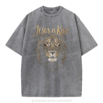 Jesus Is King Christian Washed T-Shirt