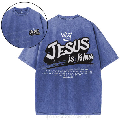 Jesus Is King Christian Washed T-Shirt