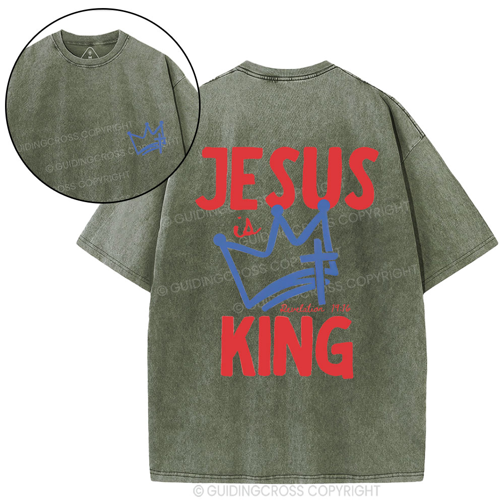 Jesus Is King Christian Washed T-Shirt
