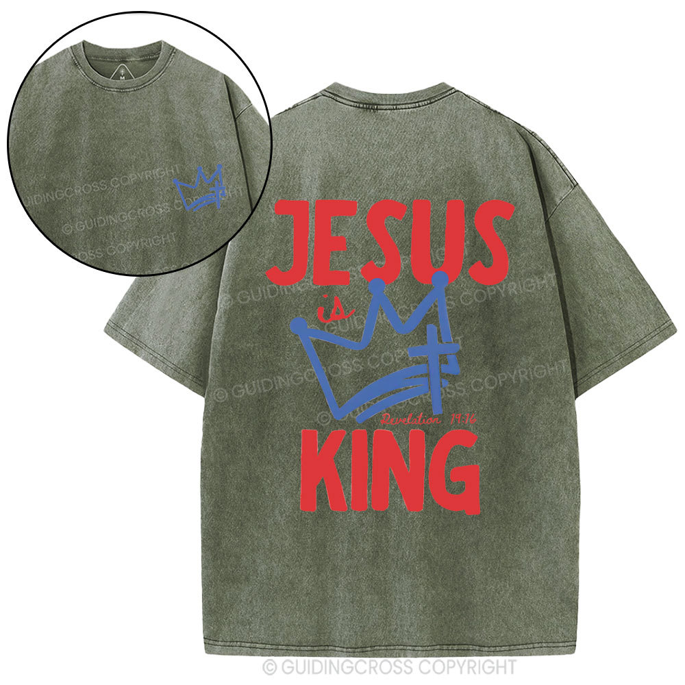 Jesus Is King Christian Washed T-Shirt