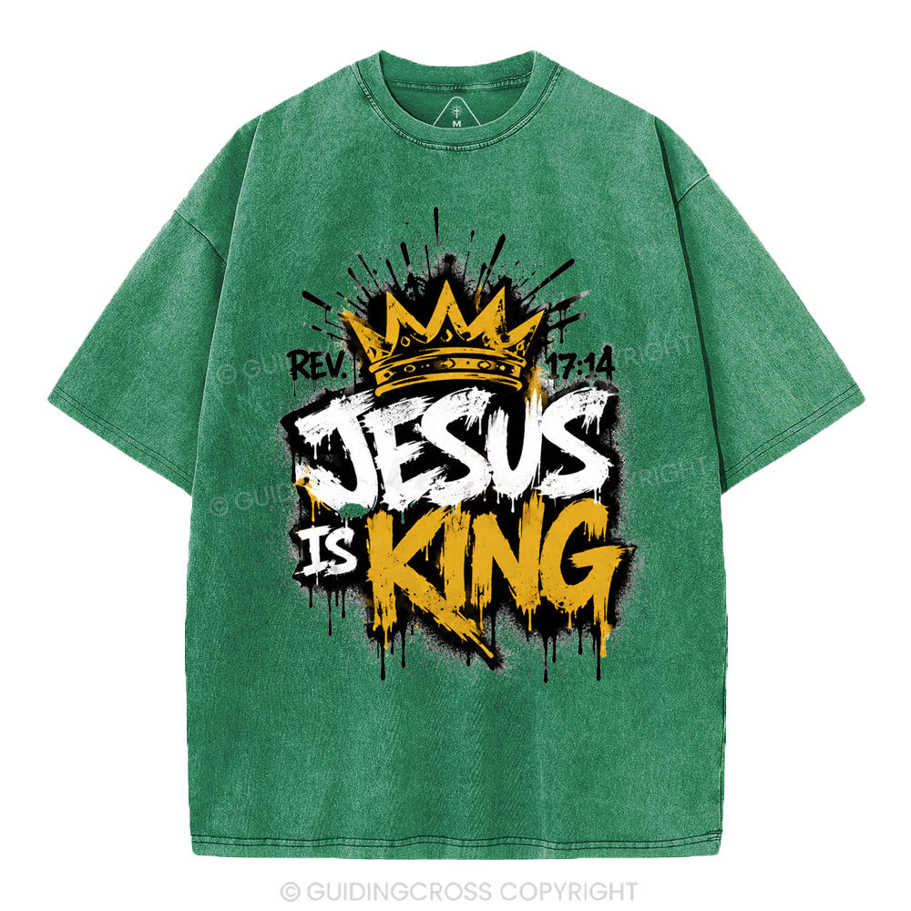 Jesus Is King Christian Washed T-Shirt