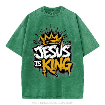 Jesus Is King Christian Washed T-Shirt
