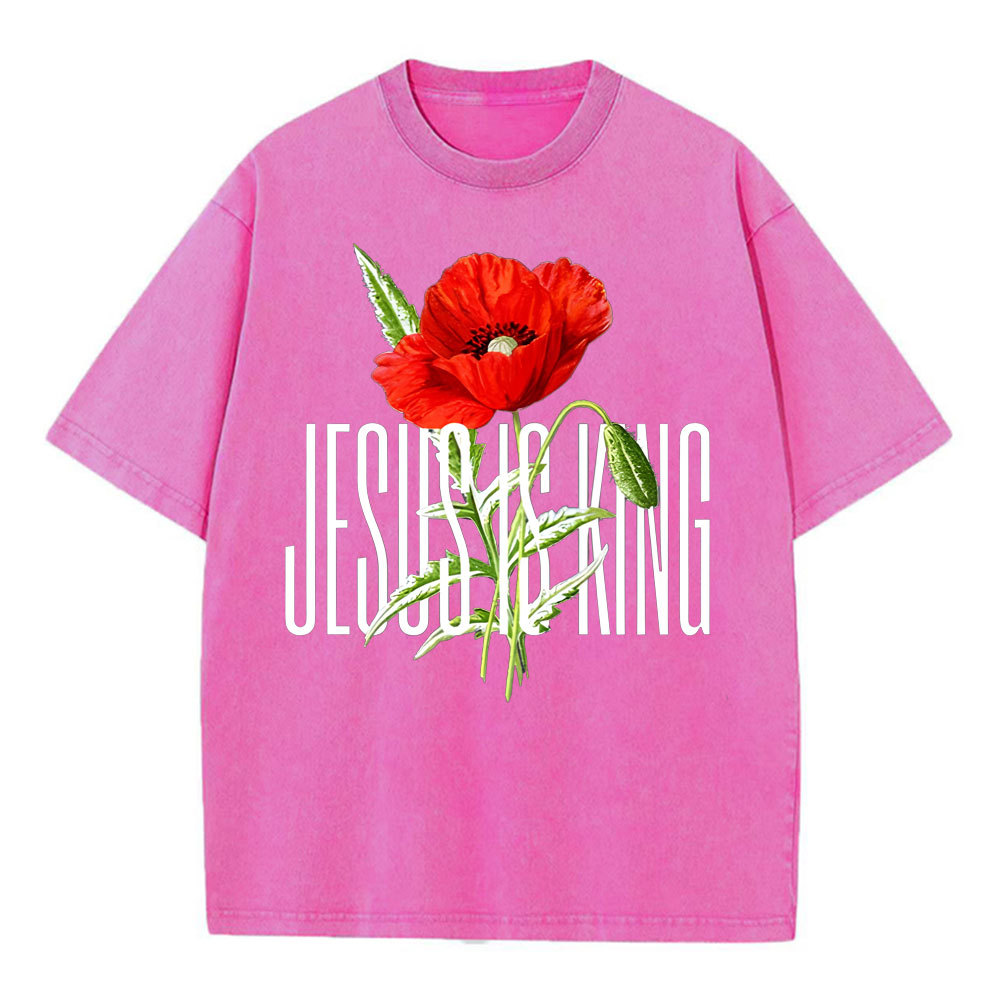 Jesus Is King Christian Washed T-Shirt