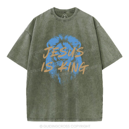 Jesus Is king Crown Christian Washed T-Shirt