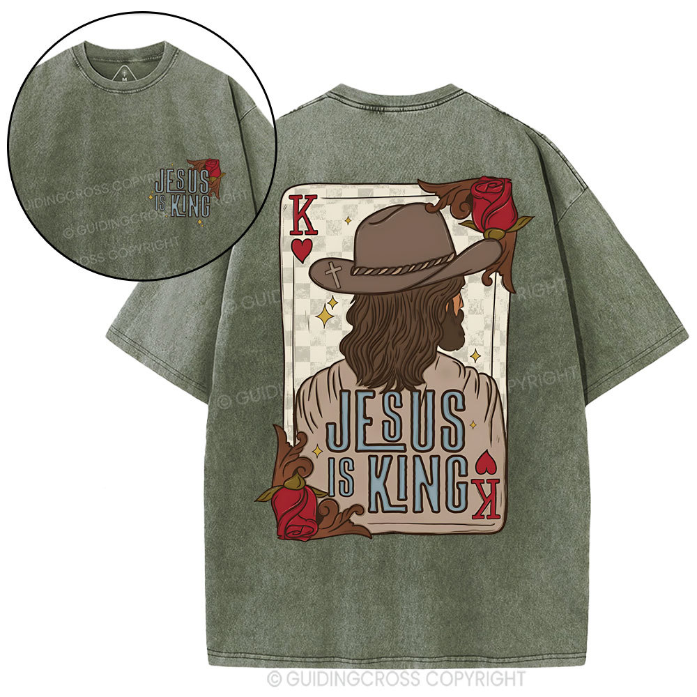 Jesus Is King Christian Washed T-Shirt