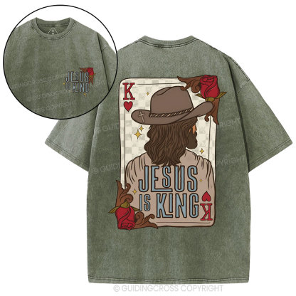 Jesus Is King Christian Washed T-Shirt