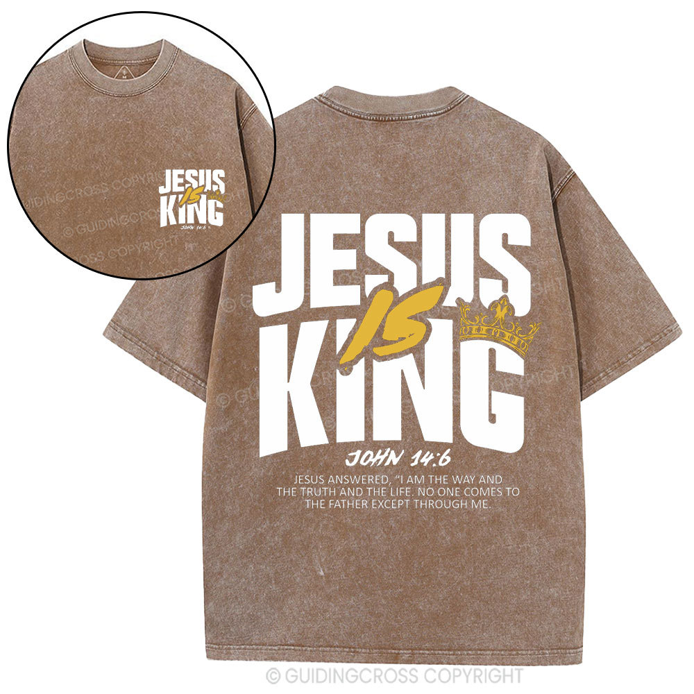 Jesus Is King Christian Washed T-Shirt