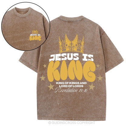 Jesus Is King Christian Washed T-Shirt