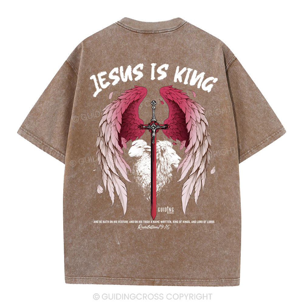 Jesus Is King Christian Washed T-Shirt