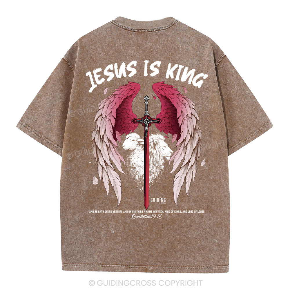 Jesus Is King Christian Washed T-Shirt