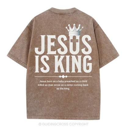 Jesus Is King Christian Washed T-Shirt