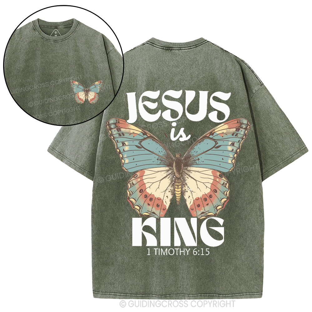 Jesus Is King Christian Washed T-Shirt