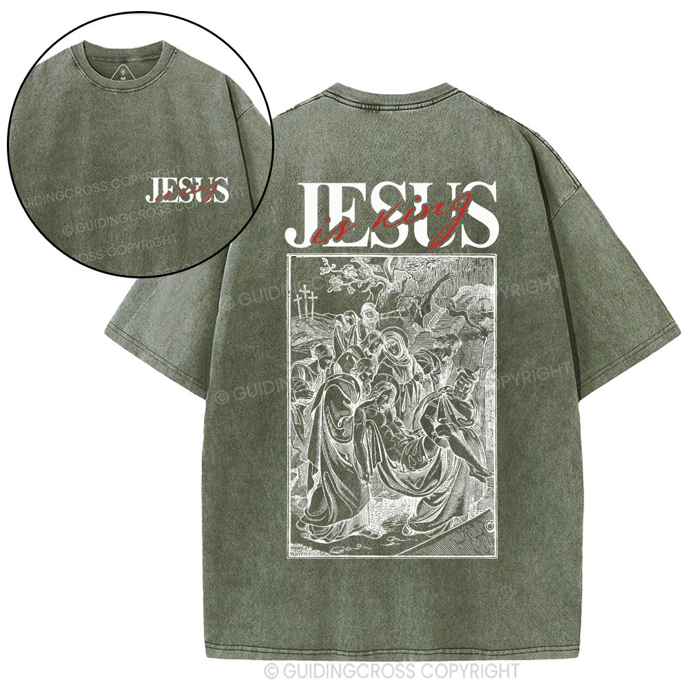 Jesus Is King Christian Washed T-Shirt