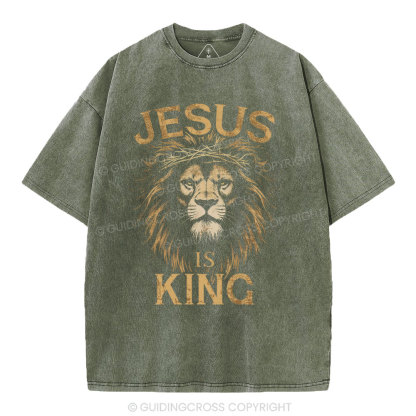 Jesus Is King Christian Washed T-Shirt