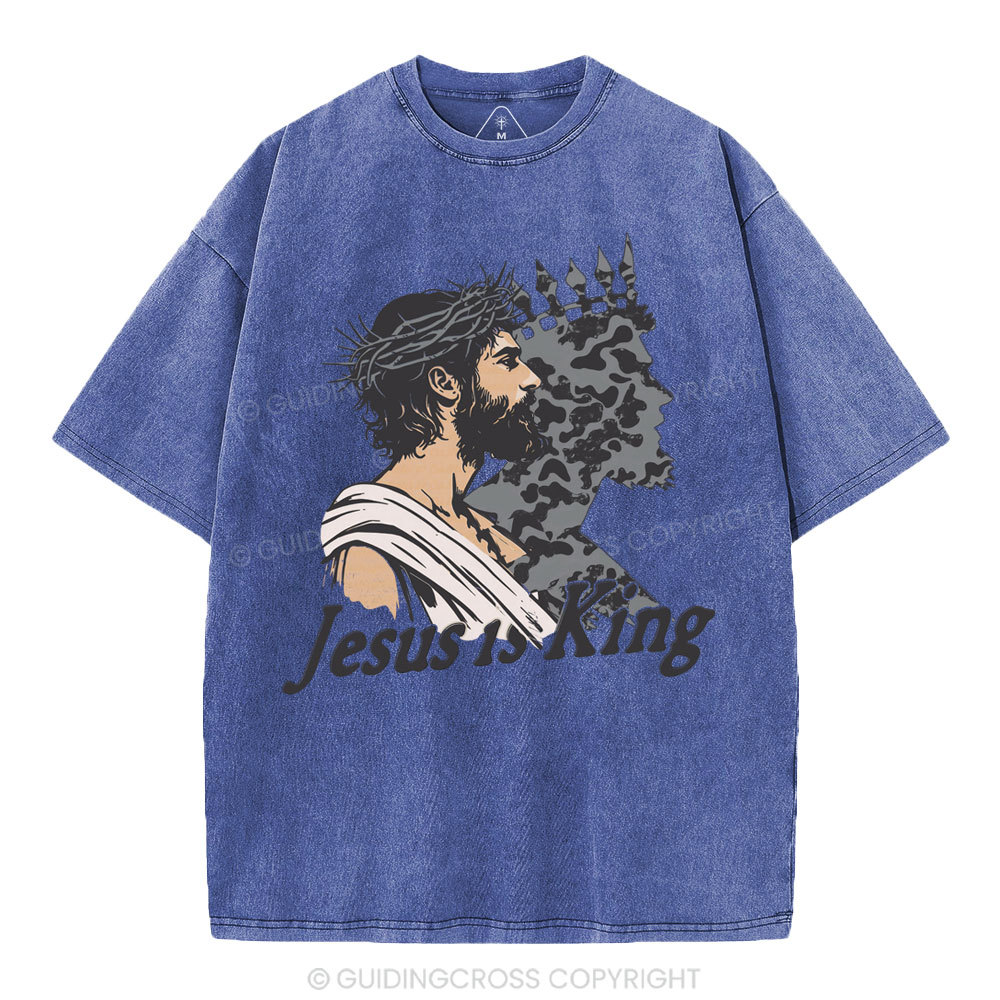 Jesus Is King Christian Washed T-Shirt