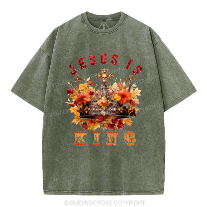 Jesus Is King Christian Washed T-Shirt