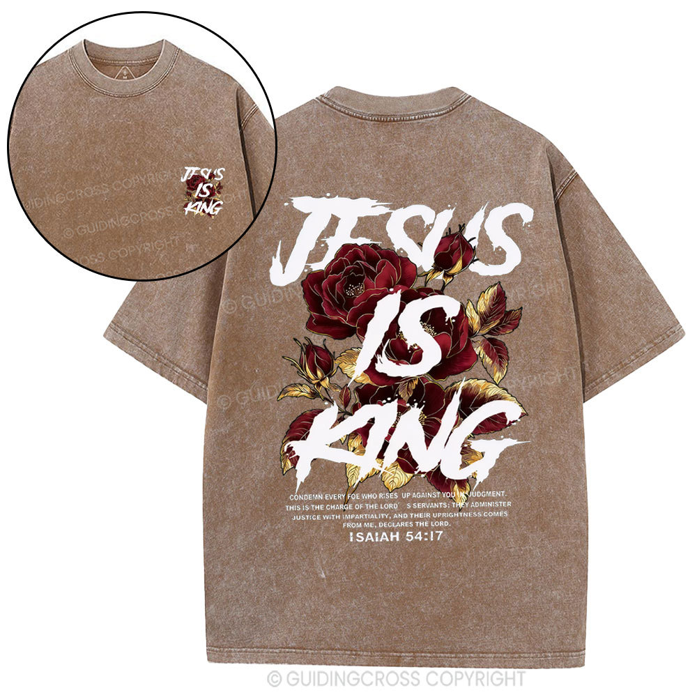 Jesus Is King Christian Washed T-Shirt