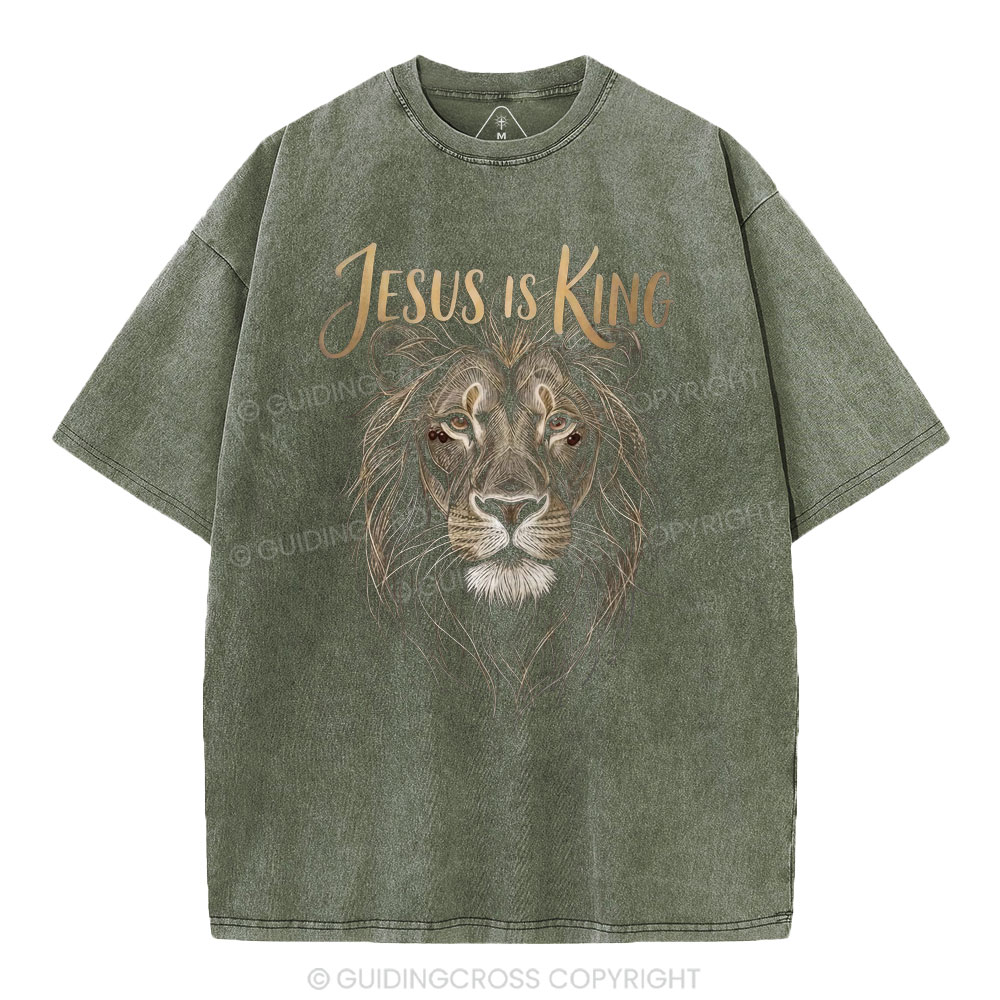 Jesus Is King Christian Washed T-Shirt