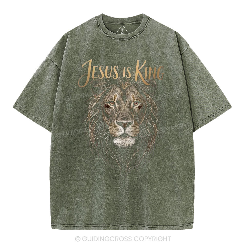 Jesus Is King Christian Washed T-Shirt